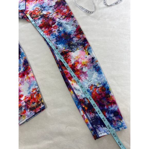 Athleta Hypersonic Sonar Tights Leggings Pink Floral Watercolor Print Running - Picture 10 of 10